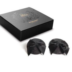 Cache-tétons Burlesque Noeud et Paillettes - Noir