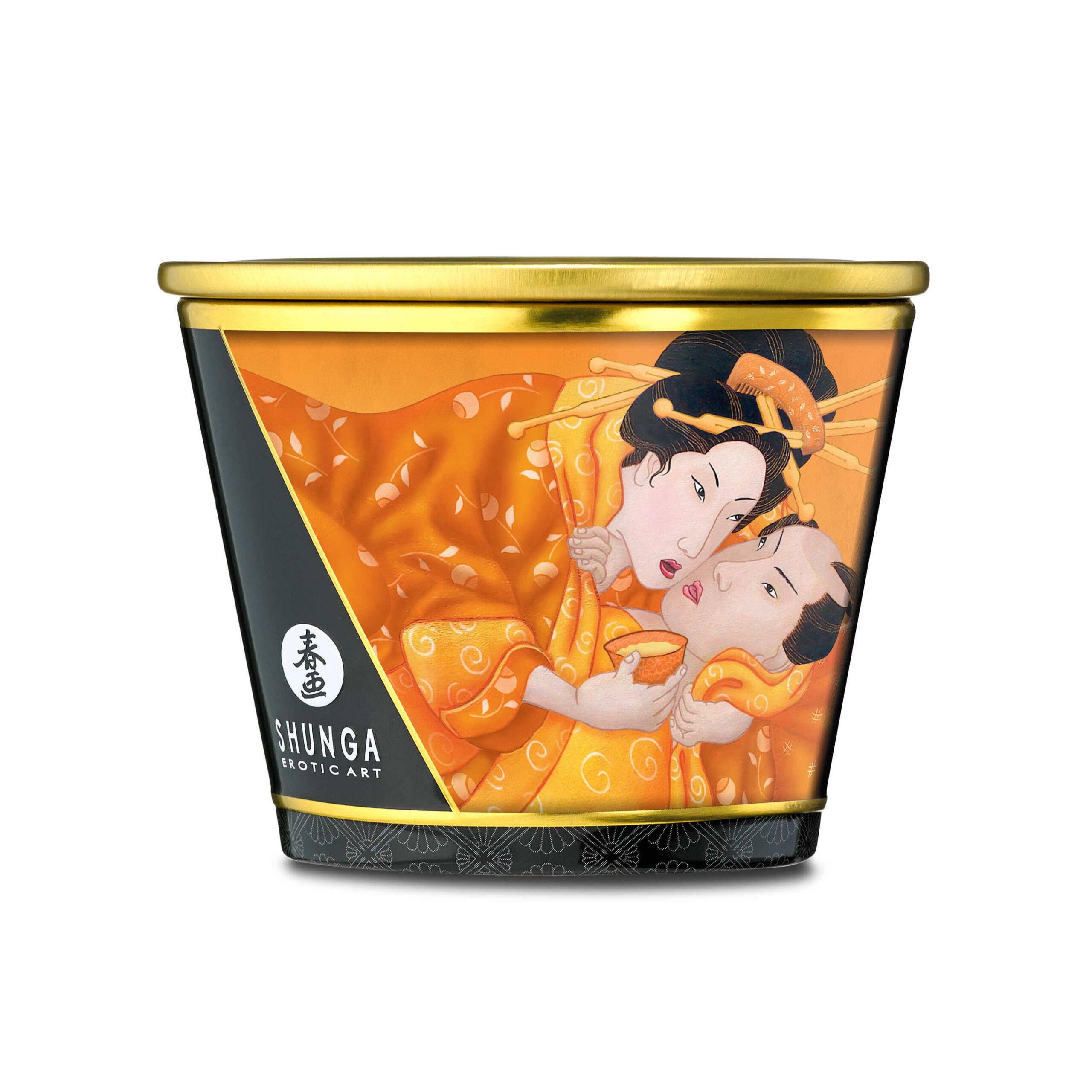 Bougie de massage lueur et caresses – Mangue