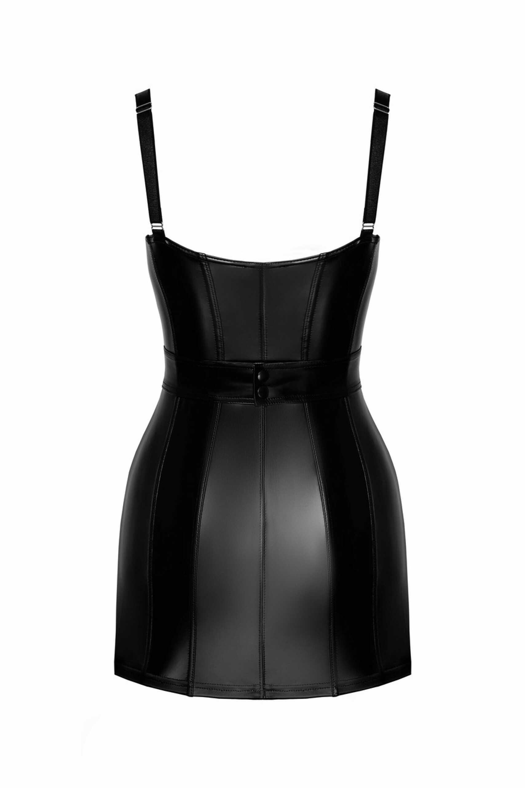 F320 Starlet – Mini-robe à effet mouillé avec ceinture à anneaux