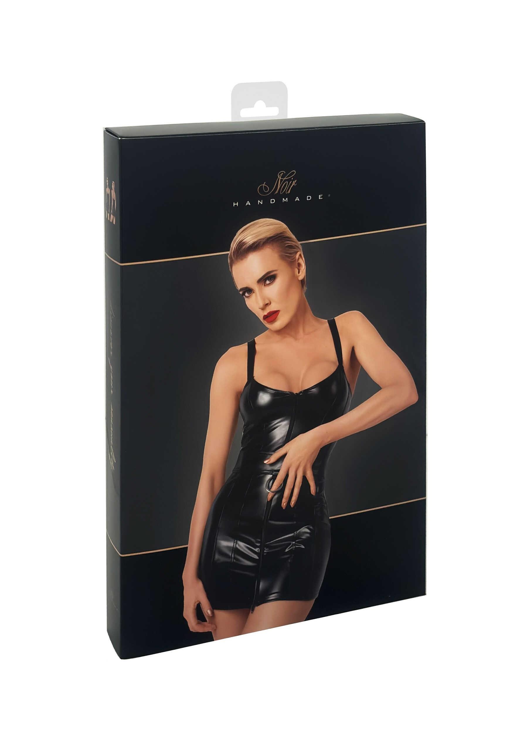 F320 Starlet – Mini-robe à effet mouillé avec ceinture à anneaux