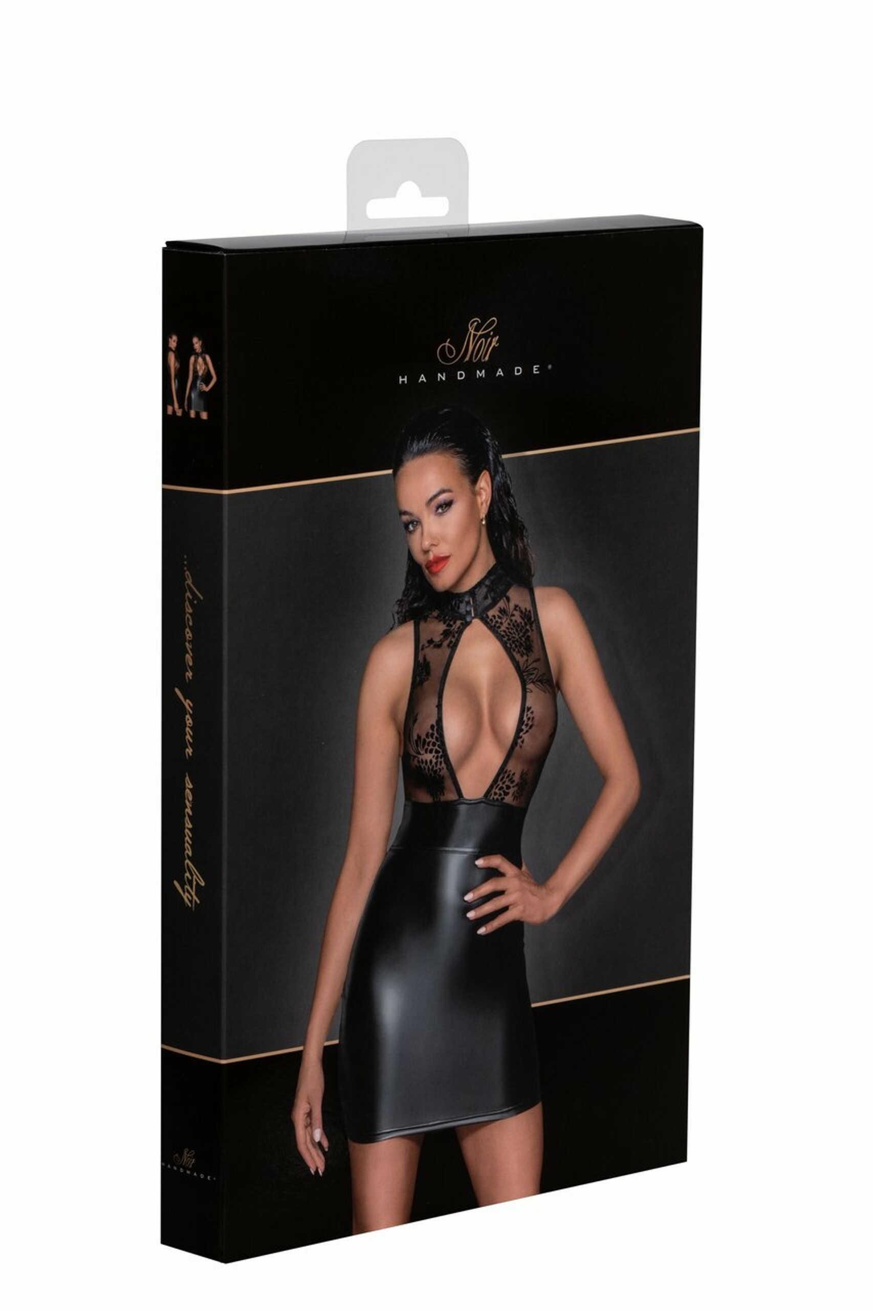 F241 Short dress with powerwetlook skirt and tulle top