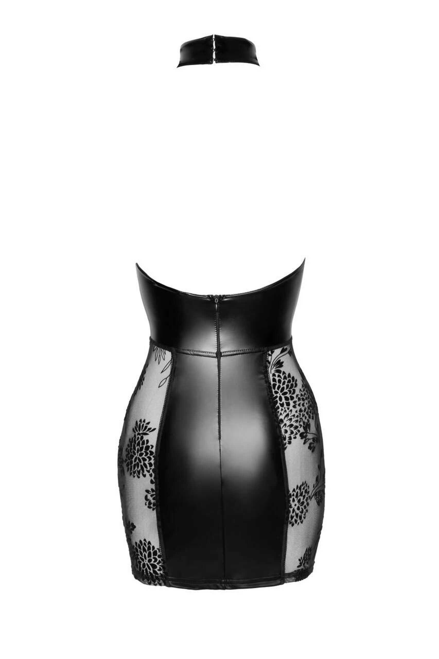 F238 Robe courte en tulle, empiècements en Powerwetlook et fermeture de corset