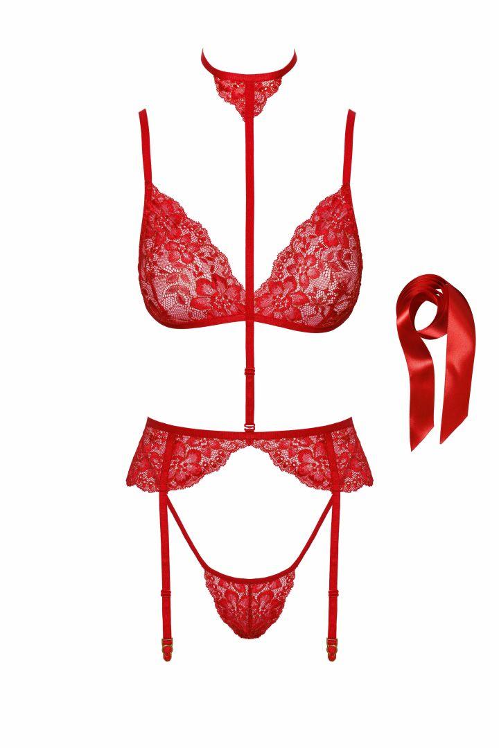 Bondage 243 ensemble lingerie 5 pièces – rouge