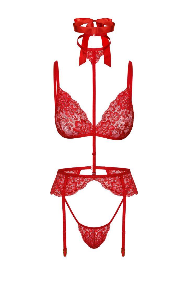 Bondage 243 ensemble lingerie 5 pièces – rouge