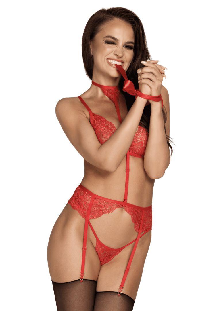 Bondage 243 ensemble lingerie 5 pièces – rouge