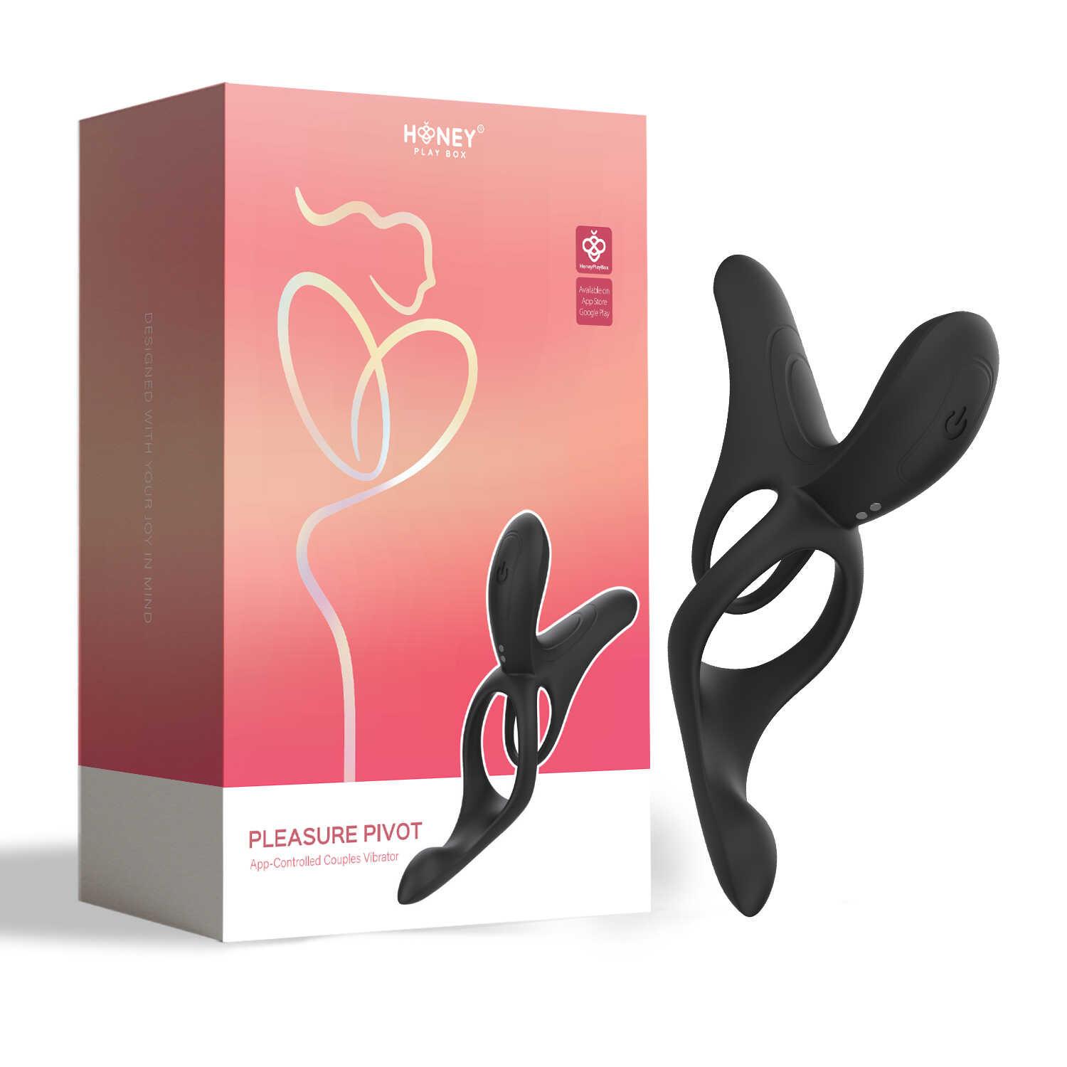 PLEASURE PIVOT Vibromasseur pour couples contrôlé par application – Noir