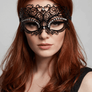 Masque vénitien Giulia rigide noir avec strass