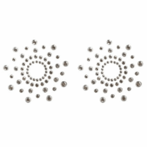 Paire de cache tétons adhésifs strass blanc