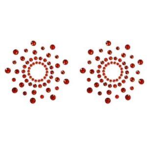 Paire de cache tétons adhésifs strass rouge