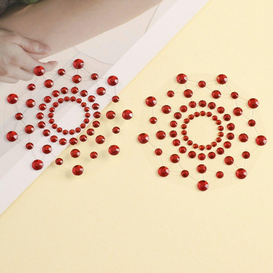 Paire de cache tétons adhésifs strass rouge – Image 3