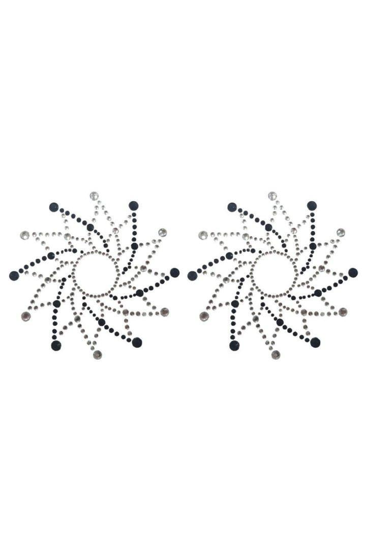 Paire de cache tétons adhésifs strass noir et blanc
