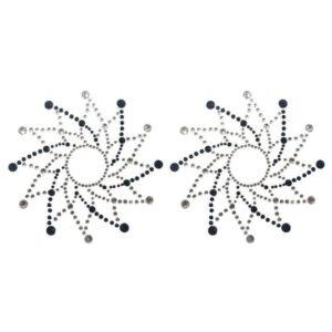 Paire de cache tétons adhésifs strass noir et blanc