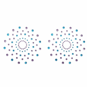 Paire de cache tétons adhésifs strass bleu et violet