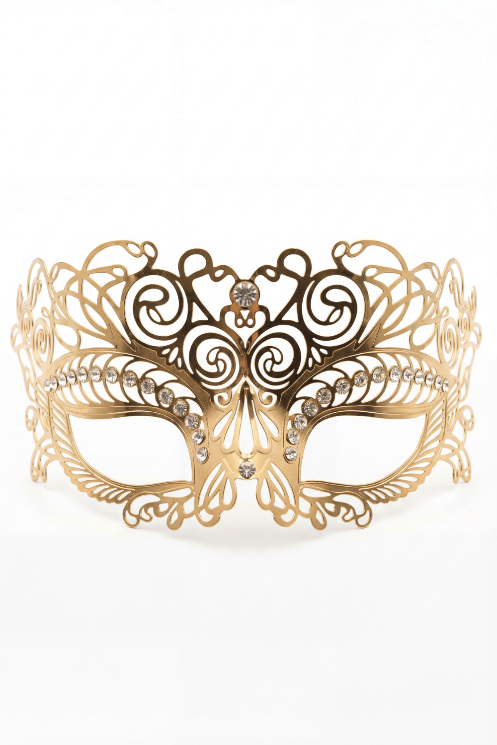 Masque vénitien Giulia rigide doré avec strass – Image 3