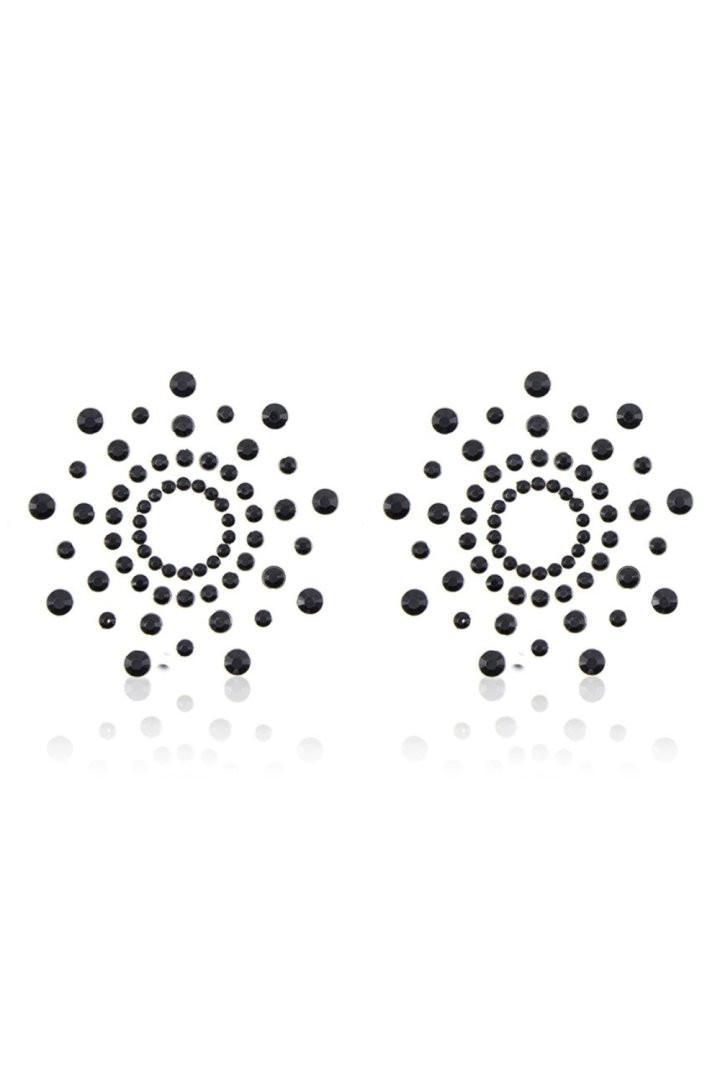Paire de cache tétons adhésifs strass noir