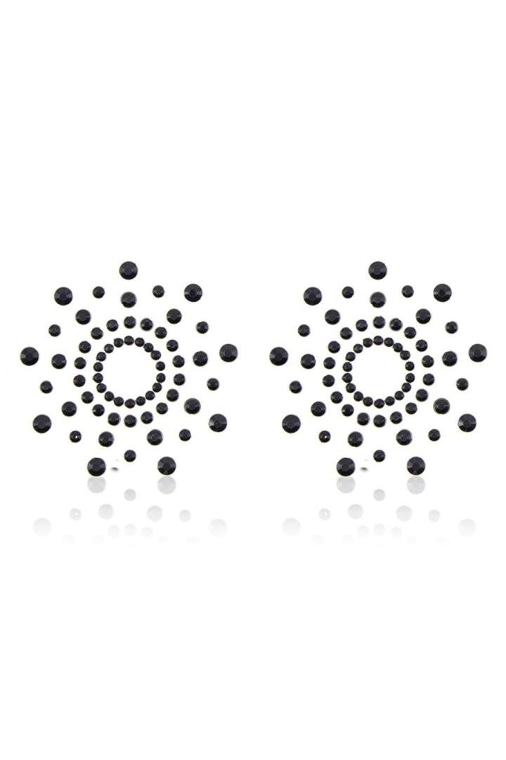 Paire de cache tétons adhésifs strass noir – Image 2