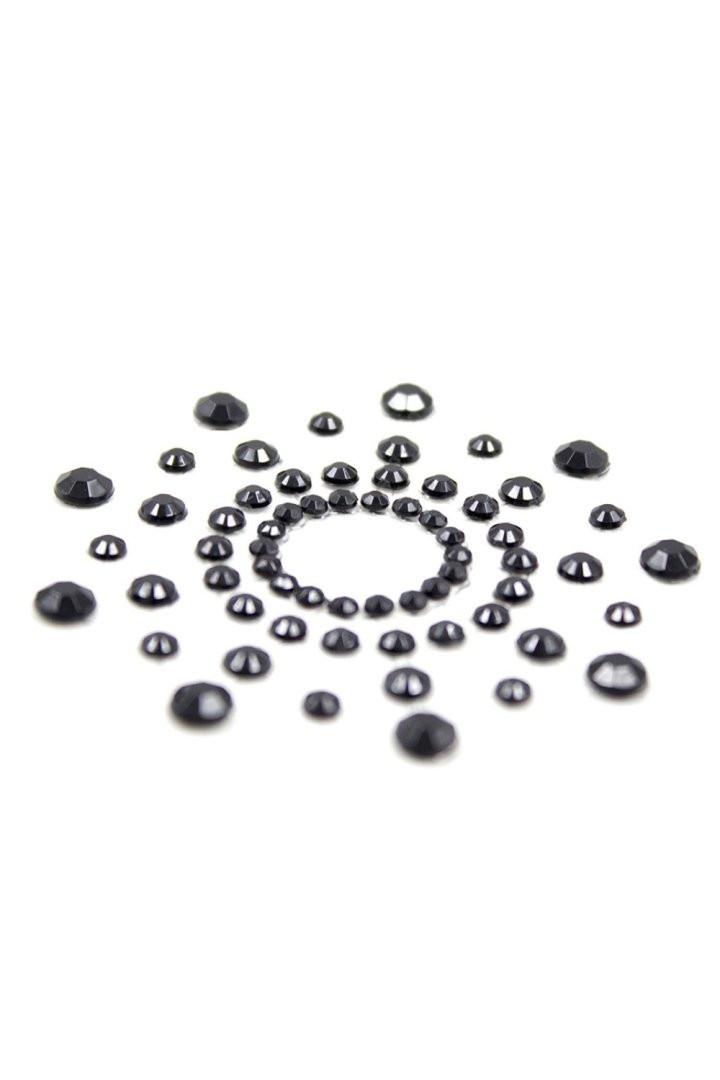 Paire de cache tétons adhésifs strass noir – Image 3