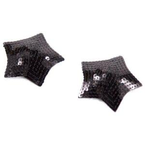 Paire de cache tétons adhésifs étoile pailletée sequin noir