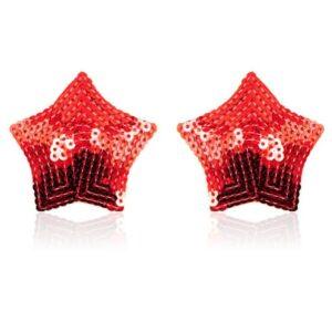 Paire de cache tétons adhésifs étoile pailletée sequin rouge