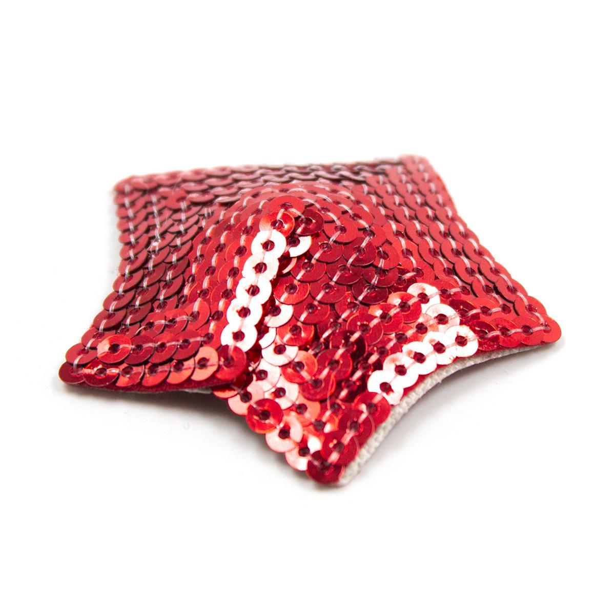 Paire de cache tétons adhésifs étoile pailletée sequin rouge – Image 7
