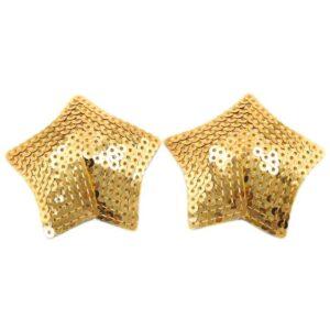 Paire de cache tétons adhésifs étoile pailletée sequin doré