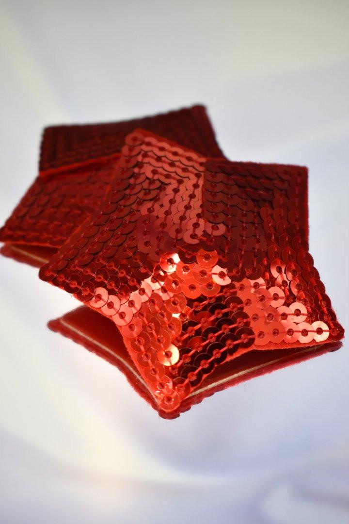 Paire de cache tétons adhésifs étoile pailletée sequin rouge – Image 8