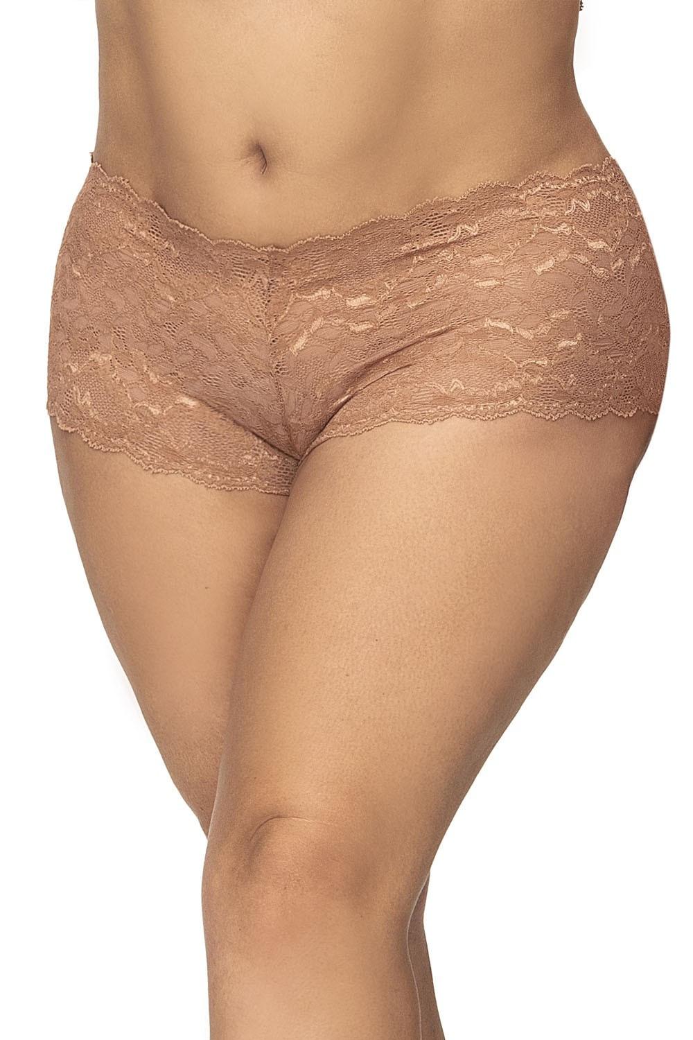 Shorty grande taille en dentelle couleur taupe – Image 2