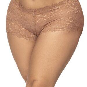 Shorty grande taille en dentelle couleur taupe
