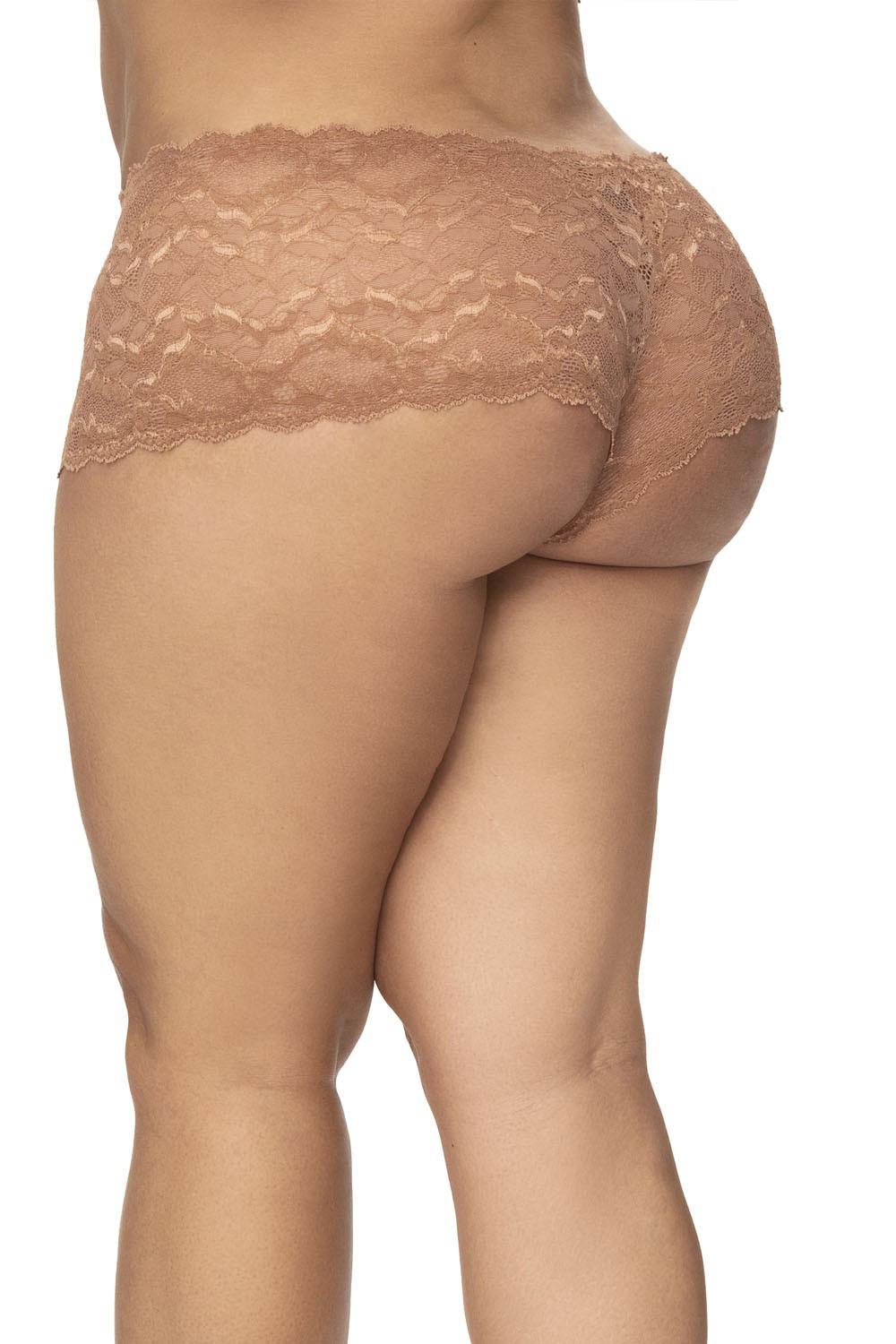 Shorty grande taille en dentelle couleur taupe – Image 3