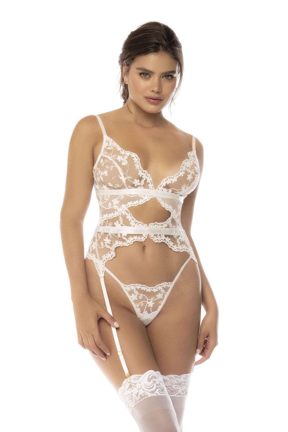 Ensemble deux pièces Maxine comprenant un haut style guépière avec porte jarretelles ajustables et string assorti – Image 2