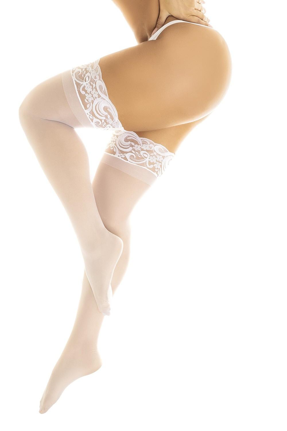 Bas en nylon sexy blanc autofixant – Image 4