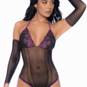 Body noir et violet et mitaines amovibles