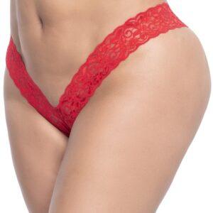 String brésilien rouge en dentelle grande taille