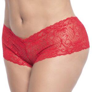 Shorty en dentelle rouge grande taille