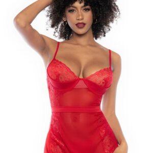 Nuisette rouge et string assorti