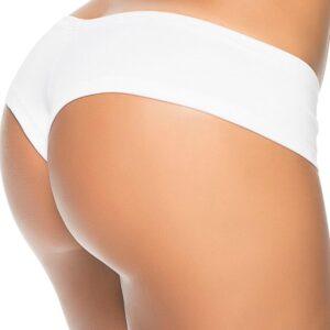 Tanga blanc froncé sur les fesses