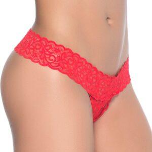 String ouvert brésilien rouge en dentelle
