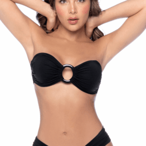 Bikini Bandeau Noir avec Anneau Central