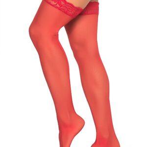 Bas nylon rouges autofixants jarretières dentelle