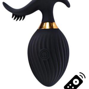 WAVE , Un Œuf vibrant noir USB avec stimulation clitoridienne, doté d'une télécommande