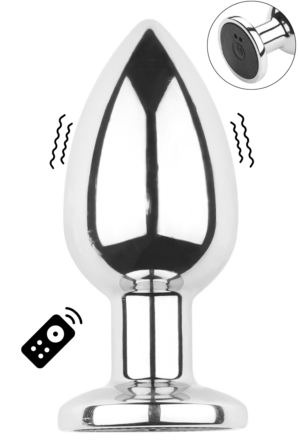 Plug vibrant acier inoxydable anal taille M avec télécommande, USB BOOTY – Image 2