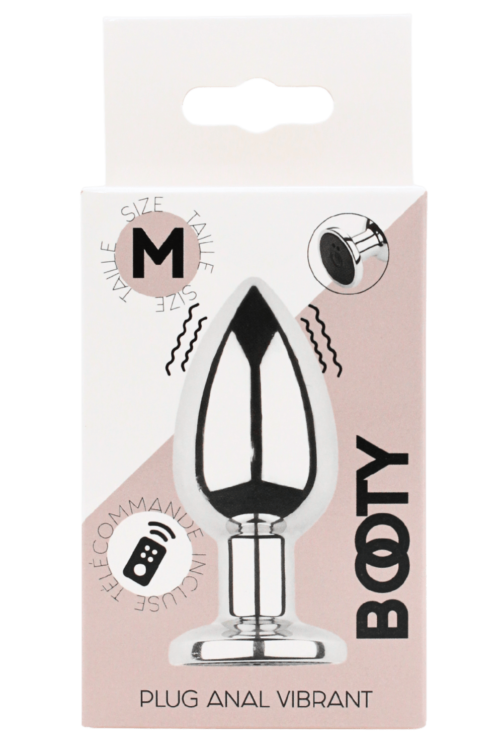 Plug vibrant acier inoxydable anal taille M avec télécommande, USB BOOTY – Image 3