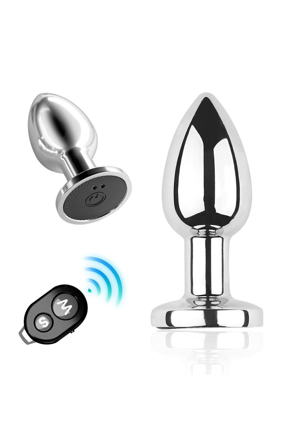 Plug vibrant acier inoxydable anal taille M avec télécommande, USB BOOTY – Image 6