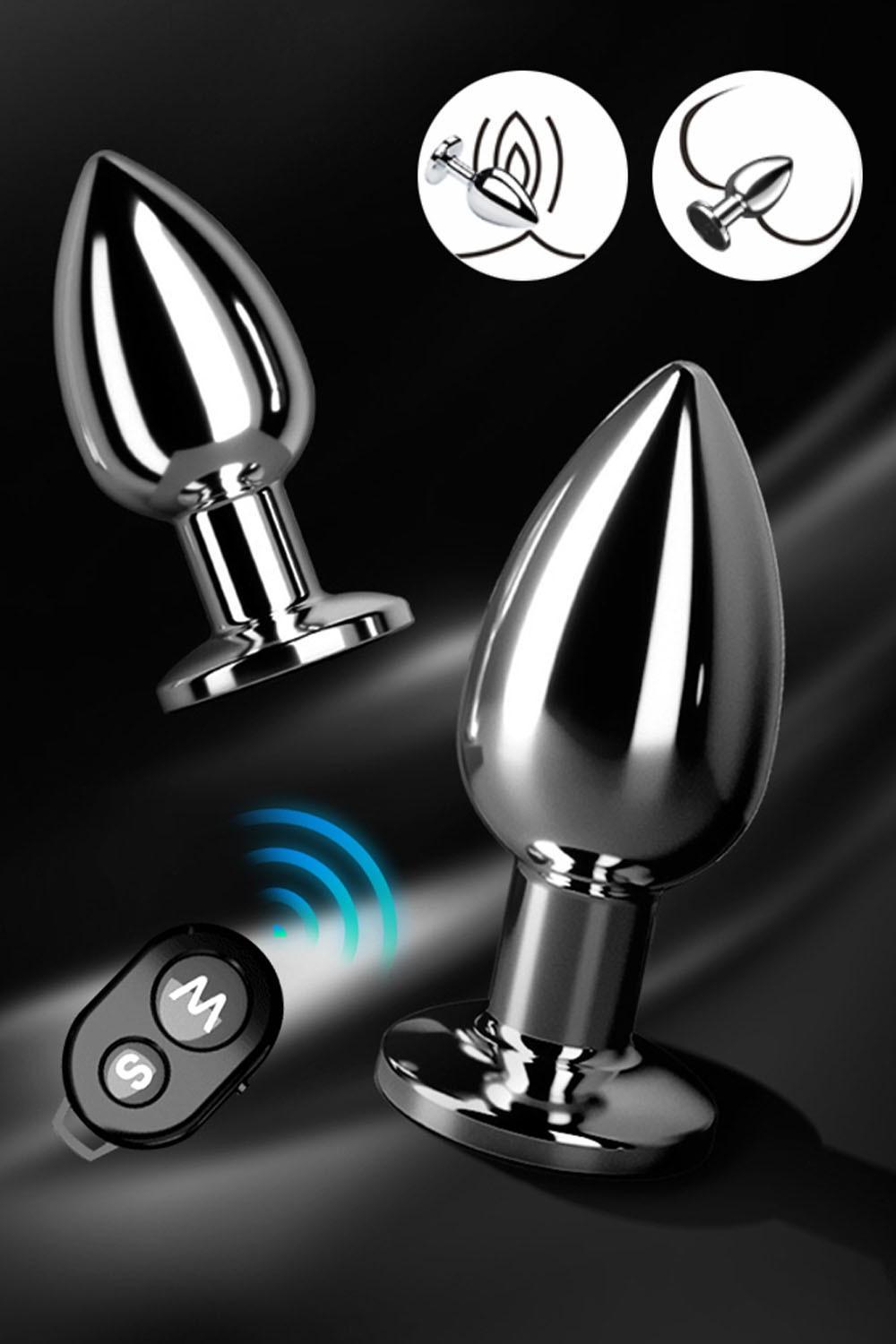 Plug vibrant acier inoxydable anal taille M avec télécommande, USB BOOTY – Image 10