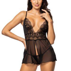 Secret Veil babydoll - Noire