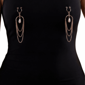 Bijoux de seins avec 3 chainettes doré rose et une perle