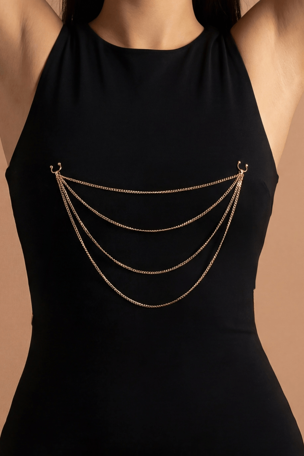 bijou pinces tétons avec 4 chainettes doré rose – Image 11
