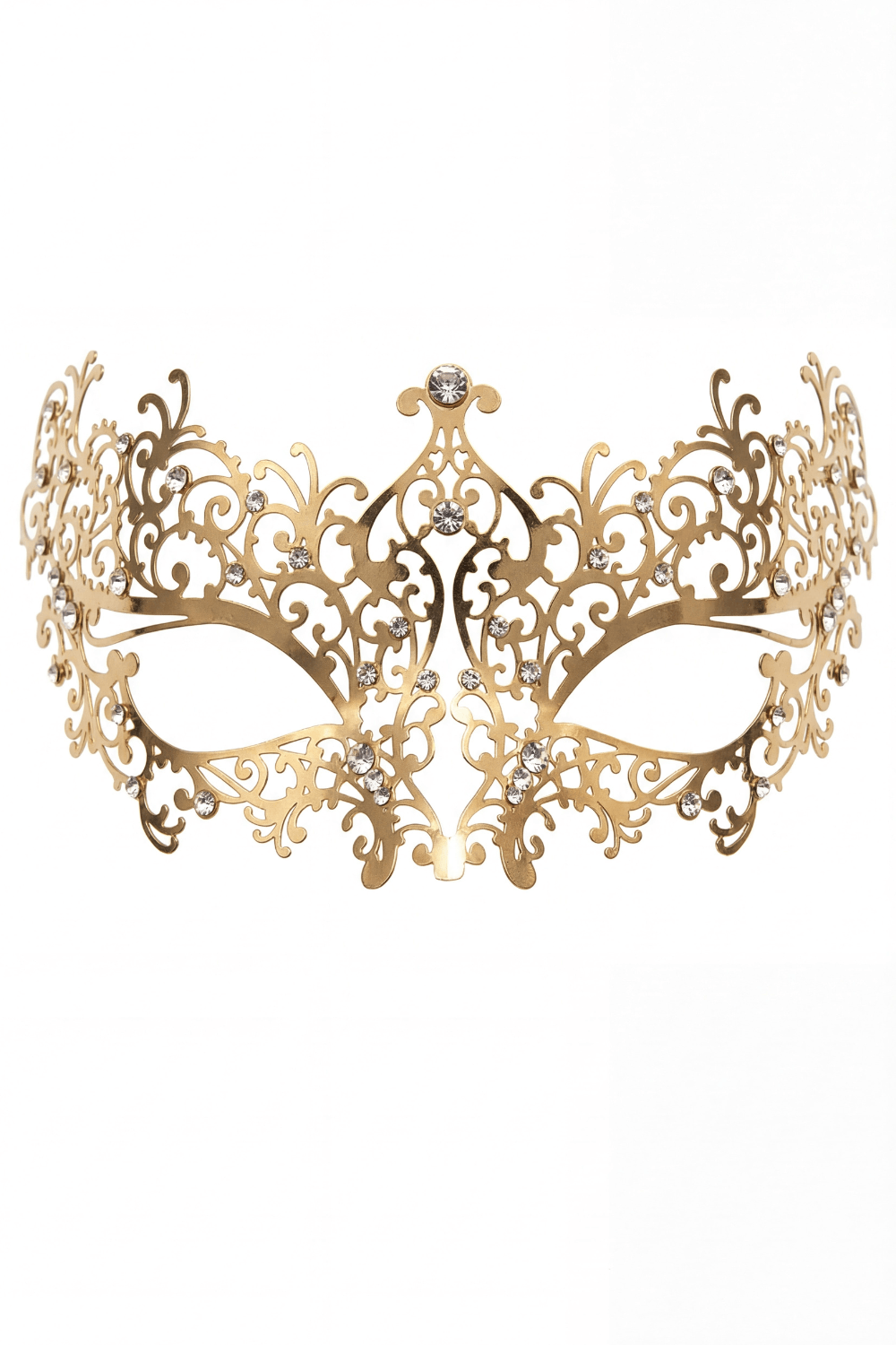 Masque vénitien Chiara rigide doré avec strass – Image 3