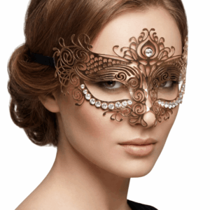Masque vénitien Ornella rigide doré avec strass
