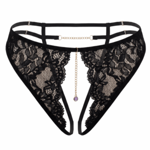 String noir avec bijou couleur aléatoire et chaîne dorée